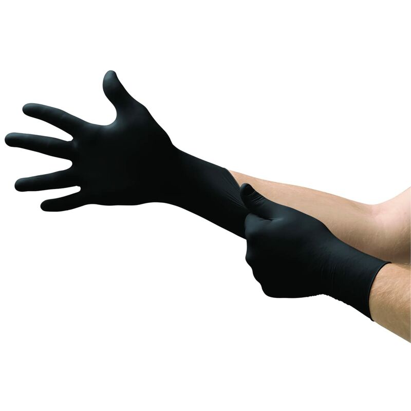 [neuwertig]einweg-nitrilhandschuhe, Latexfrei Und Puderfrei, Mehrzweck, Für Lebensmittelkontakt, Medizinischen Und Industriellen Schutz, Zum Einmaligen Gebrauch, Schwarz, Größe M (100 Handschuhe)
