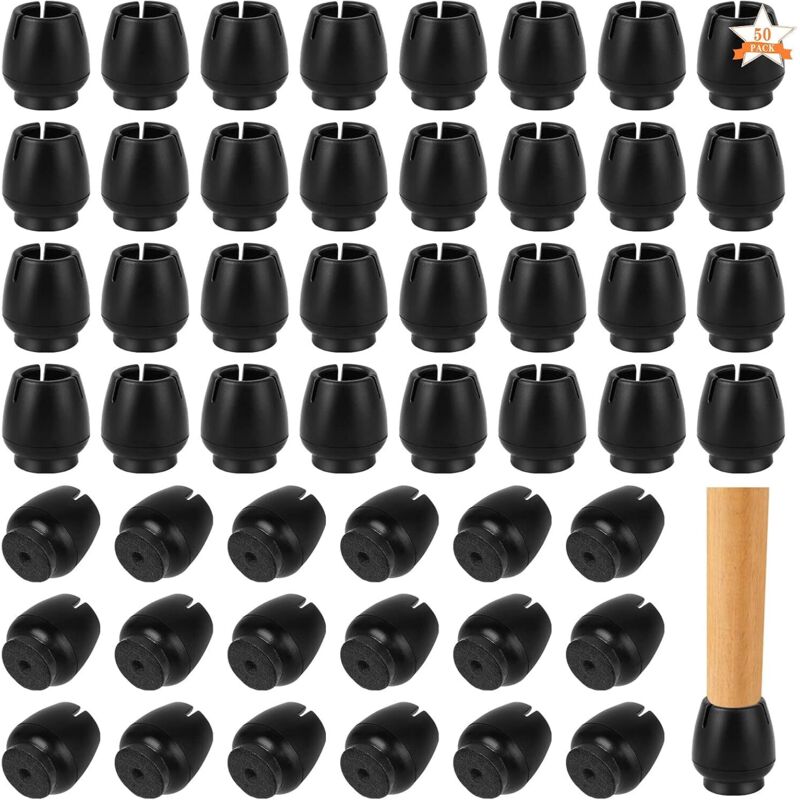 [neuwertig]stuhlbeinschoner, 50 Stück, Möbelbeine Mit Filz, 12-16 Mm Stuhlbeinkappen, Stuhlgleiter Zum Schutz Von Böden Vor Kratzern Und Geräuschen (schwarz)