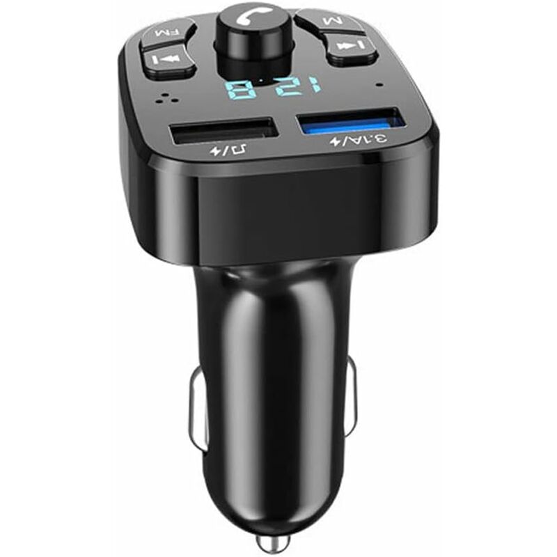 [neuwertig]bluetooth-fm-transmitter, Bluetooth-mp3-player Fürs Auto, Kabelloser Fm-transmitter, Stereo-audio, Kfz-ladegerät, 2 Usb-anschlüsse, Freisprecheinrichtung, Usb-stick-anschluss, Spannungsanze