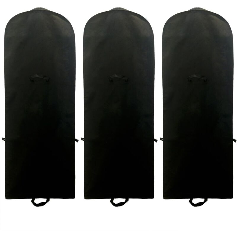 [neuwertig][3er-set] Atmungsaktive Kleiderhülle (180 Cm) Für Lange Kleidung Und Brautkleider, Kleider, Anzüge, Mäntel, Jacken Etc., Schwarz