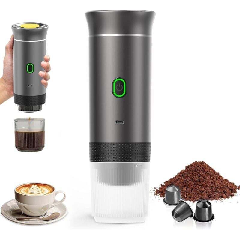 [neuwertig]tragbare Reise-kaffeemaschine, Schnellheizfunktion, 3-in-1-kaffeemaschine (12 V), Automatische Aufheizzeit (4–6 Minuten), Geeignet Für Große Kapseln Und Gemahlenen Kaffee, Ideal Für Camping