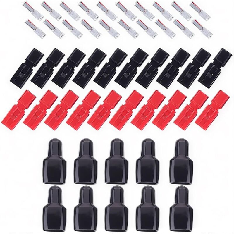 [neuwertig]10 Paare (10 Schwarze Und 10 Rote) 30 Ampere + 20 Versilberte Kupferkontakte Für Anderson Schnellkupplungs-stromanschlussklemmen