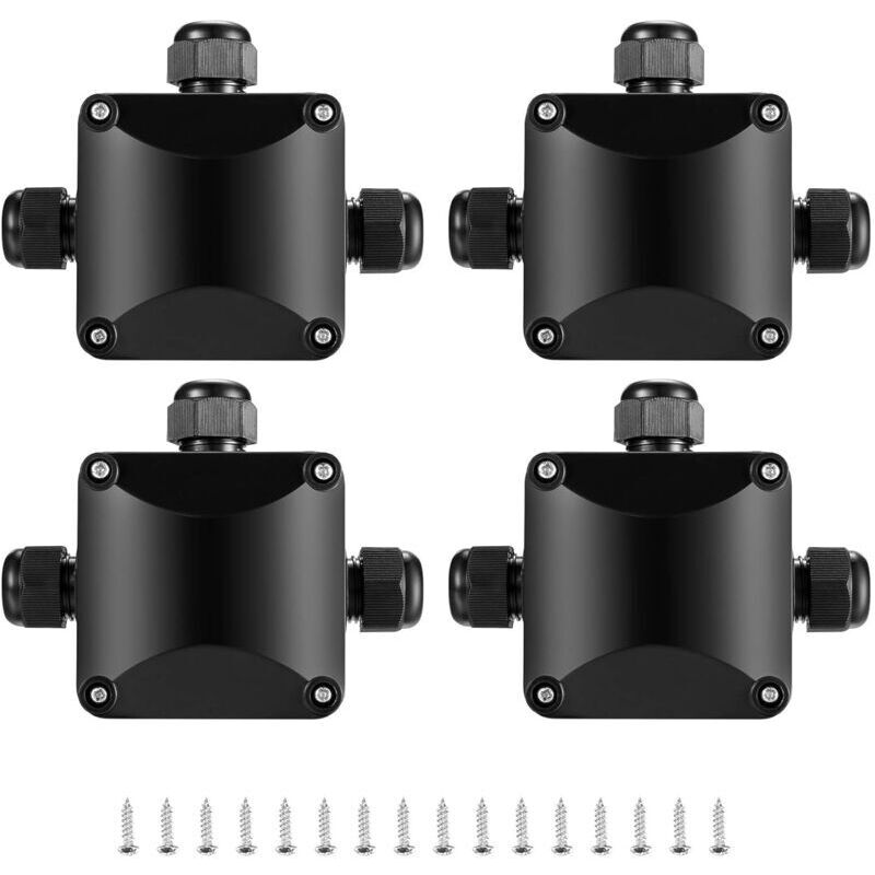[neuwertig]stück Ip68-anschlussdose, 3-wege-wasserdichter Steckverbinder Für Außenschaltkästen, Wasserdichte Elektrische Anschlussdose – Ø 5 Mm – 10 Mm/schwarz