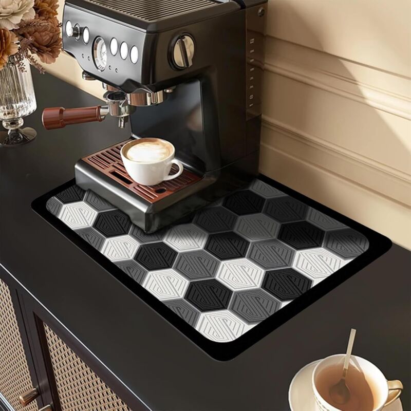 [neuwertig]abtropfmatte Für Geschirr, 40×30 Cm, Super Saugfähige Küchenabtropfmatte, Saugfähige Abtropfmatte Für Geschirr, Kaffeemaschinenmatte Für Bargeschirr Und Kaffeemaschinen (wabenstruktur)