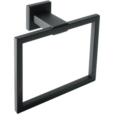 [neuwertig]moderner, Quadratischer Handtuchring Zur Wandmontage Fürs Badezimmer, 16 Cm X 15 Cm, Mattschwarze Edelstahloberfläche