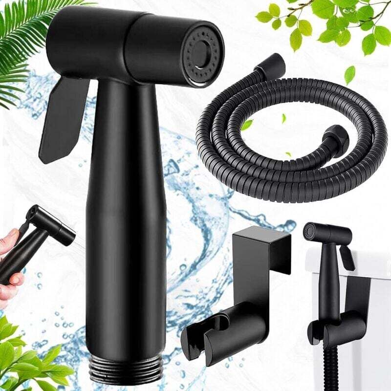 [neuwertig]edelstahl-bidet-set, G1/2 Handbrause, Einstellbarer Druck, Mit 40-zoll-explosionsschutzschlauch (schwarz)