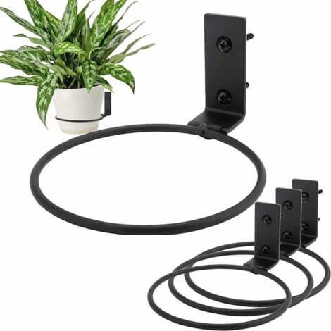 [neuwertig]wandmontierte Blumentopfhalterungen, 4er-set, Metall, Rostfreier Ring, 10 Cm (4 Zoll), Schwarz