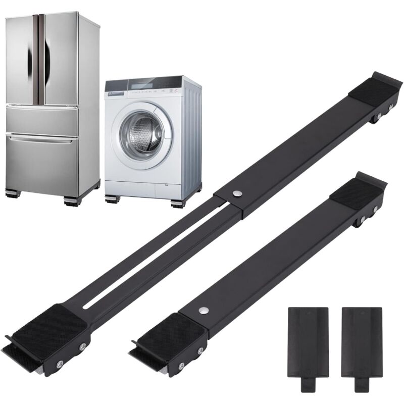 [neuwertig]set Mit 2 Ausziehbaren Möbelrollen, Verstellbare Waschmaschinenrollen, Mobile Metallhalterung Für Kühlschrank, Waschmaschine, Trockner, Geschirrspüler, Schwarz