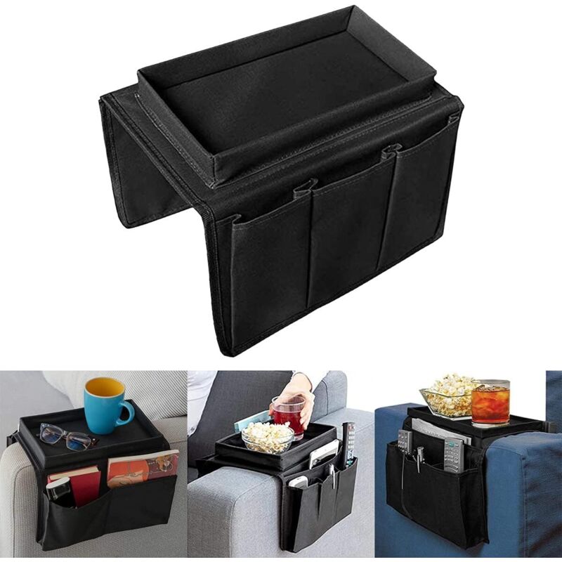 [neuwertig]armlehnen-organizer, Sofa-aufbewahrungsleiste, Ablage Mit Mehreren Fächern Für Handy, Zeitschriften, Snacks, Gläser, Fernbedienung, Tablet, Becher (schwarz)