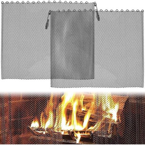 [neuwertig]2er-pack Kaminvorhänge Aus Netzgewebe, Feuerfeste Kette Mit Rankenmuster, Metall-feuerschutzgitter (24 × 22 Zoll)
