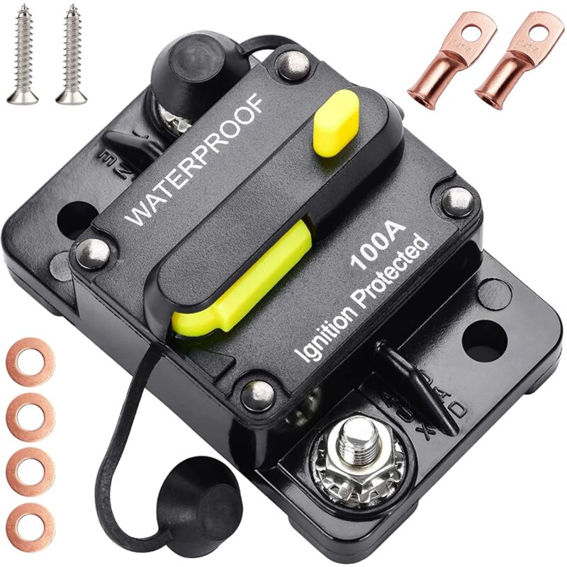 [neuwertig]12v-48v Dc Kfz-sicherungsautomat Mit Manueller Rückstellung, Schaltbarer Batteriestrom-sicherungsautomat, Rückstell-sicherungsautomat, Wasserdichter Kfz-sicherungshalter (100a)