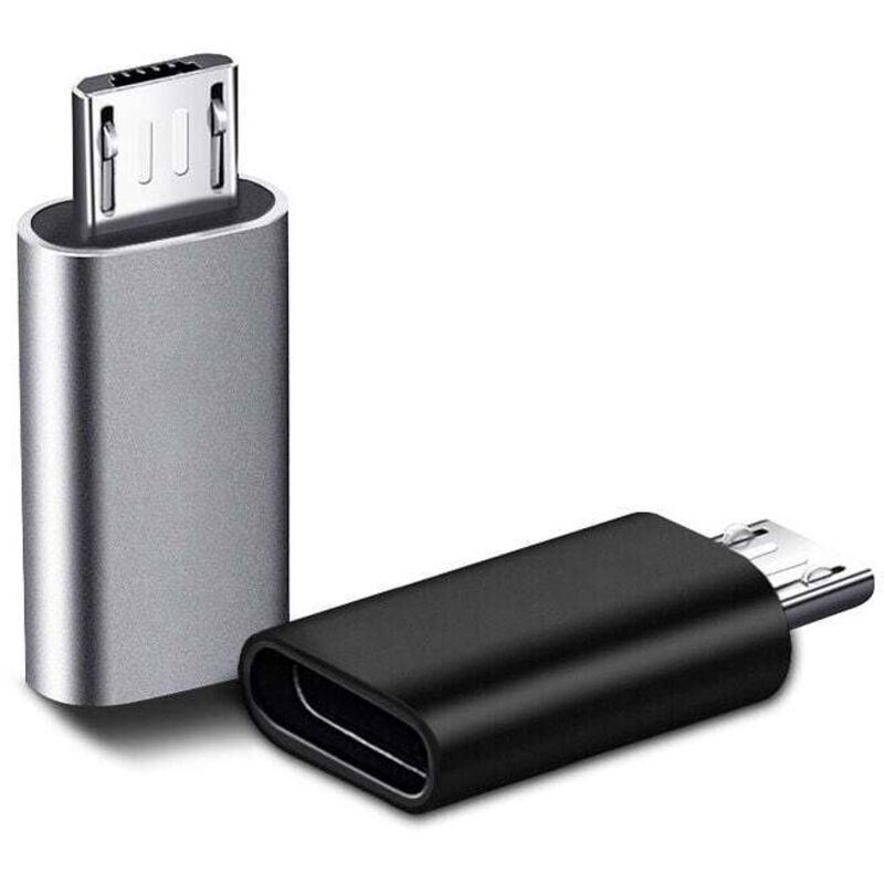 [neuwertig]2 Stück Usb-c-adapter, Micro-usb Auf Usb-c, Usb-c Auf Micro-usb-anschlussadapter, Typ-c-buchse Auf Micro-usb-stecker-anschlussadapter Für Pc, Galaxy, Mate Usw. (schwarz, Ein Stück Silber)