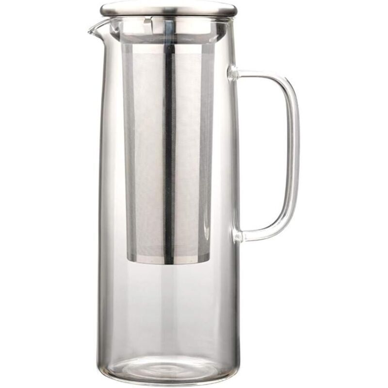 [neuwertig]wasserkrug Aus Glas Mit Edelstahlfilter, 1200 Ml Kaffeemaschine Für Kaltbrühkaffee Mit Siebfilter