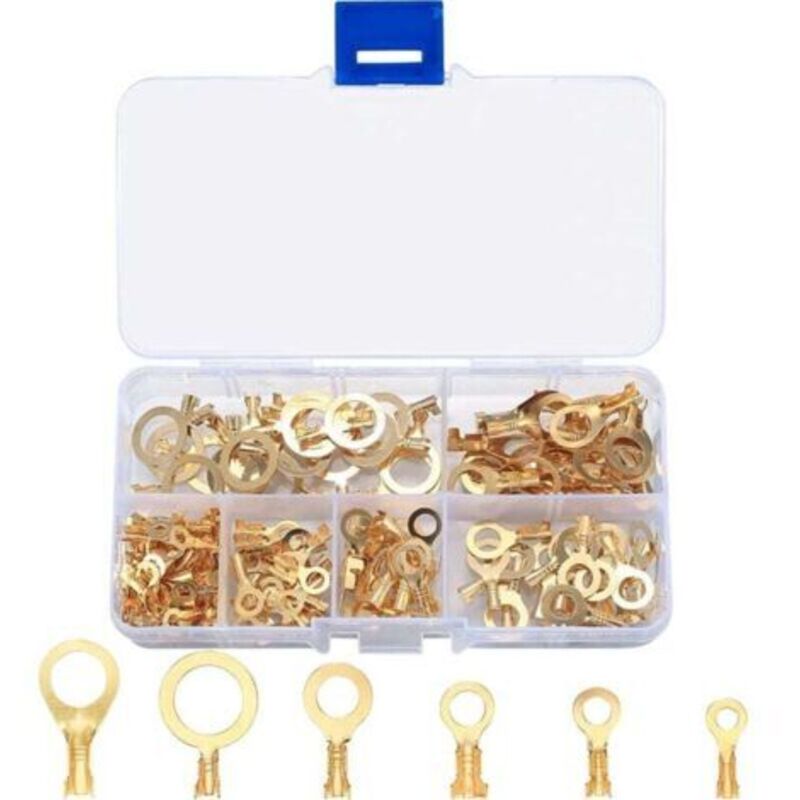 [neuwertig]packung Mit 150 Runden Messing-ösen-crimpklemmen, Kabelschuhen, Ringklemmen, Batterieklemmen, Kabelschuhen Für Motorrad/auto/kabelverbinder M3 M4 M5 M6 M8
