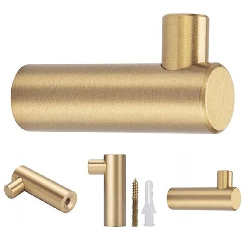 [neuwertig]set Mit 4 Wandhaken Aus Gebürstetem Messing, 38 Mm X 12 Mm, Goldene Handtuch- Und Kleiderhaken Für Badezimmer, Garderobe, Handtuchhalter (l-förmig)