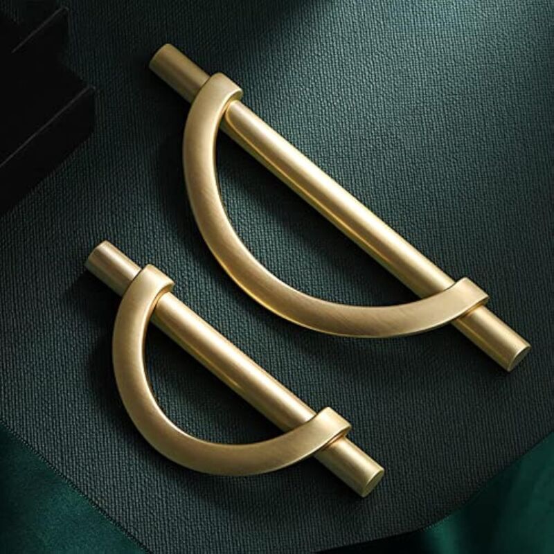 [neuwertig]set Aus 4 Halbmondförmigen Schubladengriffen Aus Gebürstetem Gold, Geeignet Für Kommodenschubladen Und Antike Schranktüren, 8 Cm