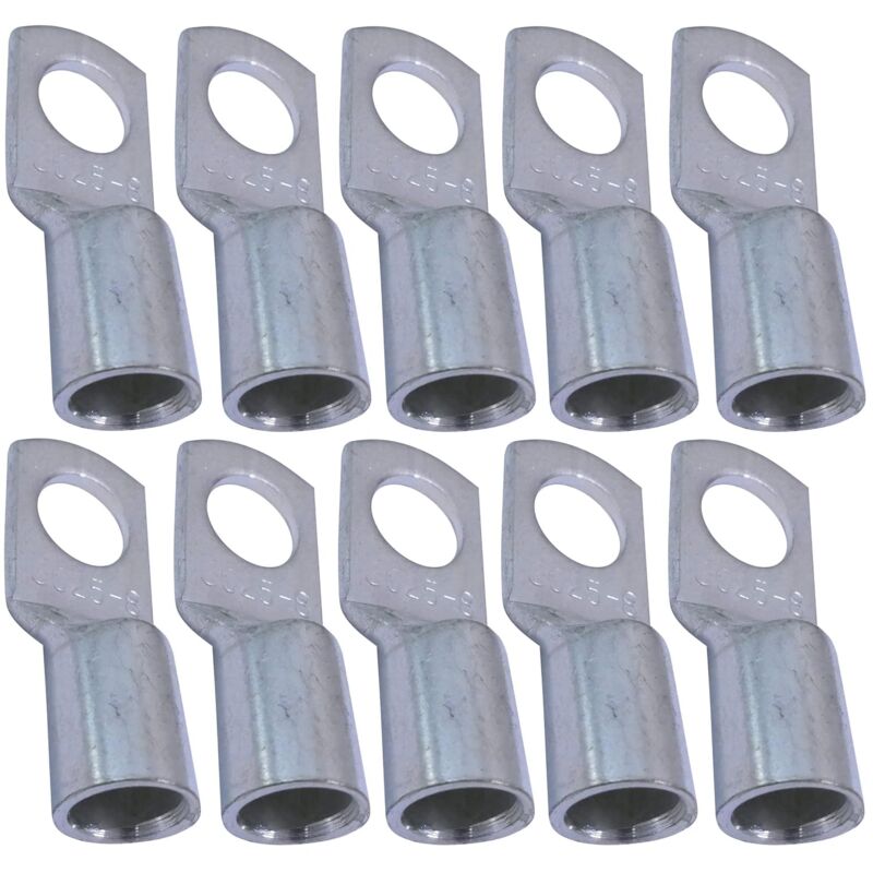 [neuwertig]packung Mit 10 Röhrenförmigen Crimp-kabelschuhen – Öse – Ø 8 Mm – Unisoliert – Für 25 Mm² Leiterquerschnitt – Kabelverbinder – Klemmung – Silberfarben