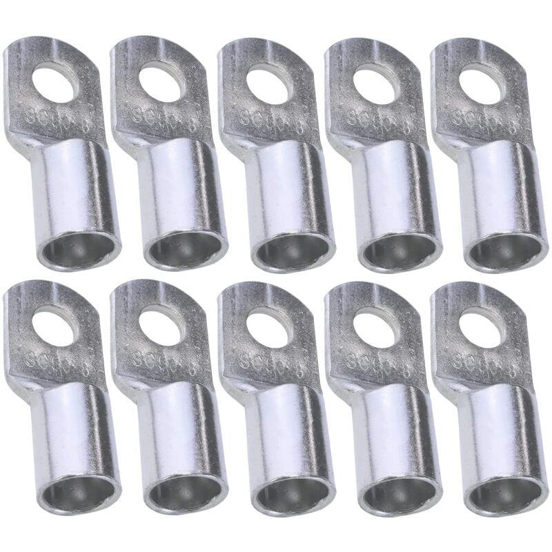 [neuwertig]packung Mit 10 Röhrenförmigen Ösen-crimpklemmen – Öse – Ø 8 Mm – Unisoliert – Für 50 Mm² Leiterquerschnitt – Kabelverbinder – Klemmung – Silberfarben