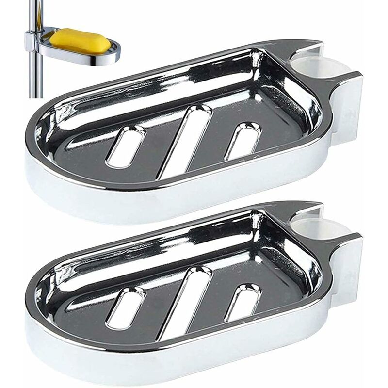 [neuwertig]duschseifenschale, 2-teiliger Seifenhalter Für Die Duschstange, Schön Und Elegant, Verstellbare Duschseifenschale Für Die Duschstange, Küche, Badezimmer, 25 Mm, Silber