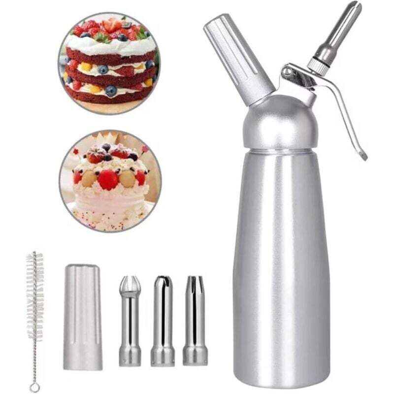 [neuwertig]professioneller 500-ml-sahnespender, Sahnespender Aus Aluminium Mit 3 Edelstahldüsen