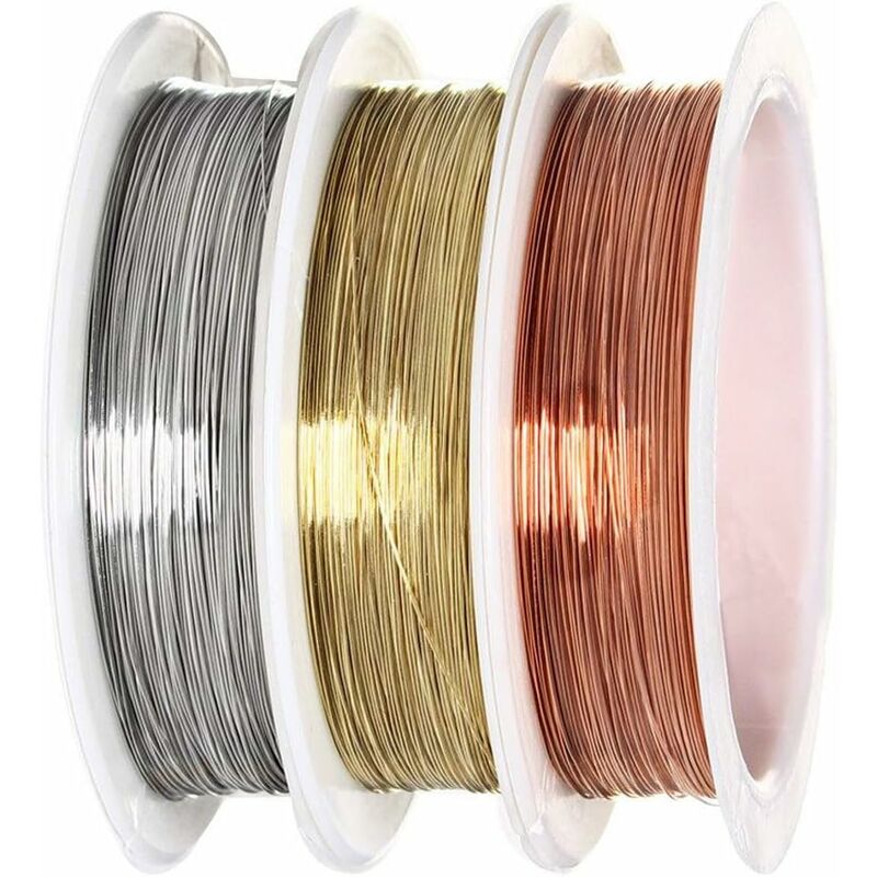 [neuwertig]schmuckdraht, 0,3 Mm Kupferdraht, Schmuckdraht-set, Gold, Silber, Kupfer, 3 Rollen (15 M X 3 Mm)