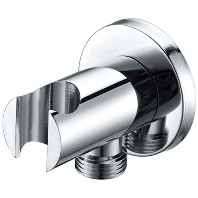[neuwertig]handbrausehalterung, Wandwinkel Mit Brausehalterung, Runde Brausekopfhalterung, Universeller Brausewinkel Mit Brausehalterung/anschluss (silber)