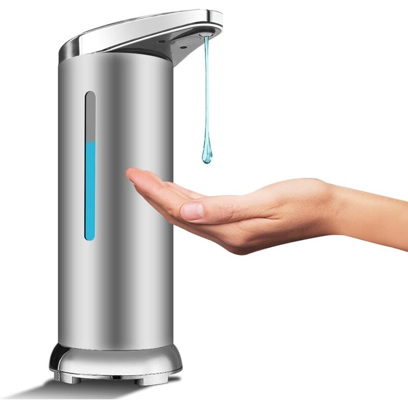 [neuwertig]automatischer Seifenspender Aus Edelstahl, Berührungsloser Desinfektionsmittelspender Mit Infrarotsensor, Verstellbarem Schalter Und Wasserdichtem Sockel (silber)