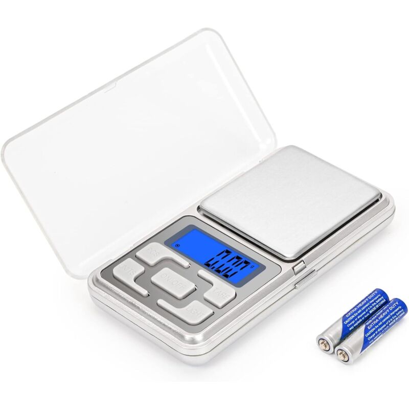 [neuwertig]präzisions-küchenwaage (500 G/0,01 G) Mit Hintergrundbeleuchtetem Lcd-display (4 Einheiten), Digitalwaage Mit Tara-funktion, Mini-waage Für Küche, Café, Reisen Und Medikamente – Silber