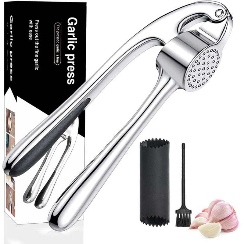 [neuwertig]professionelle Knoblauchpresse Aus Edelstahl, Knoblauchzerkleinerer, Knoblauchmühle, Benutzerfreundlicher Knoblauchschneider, Leicht Zu Reinigen Und Langlebig, Silber