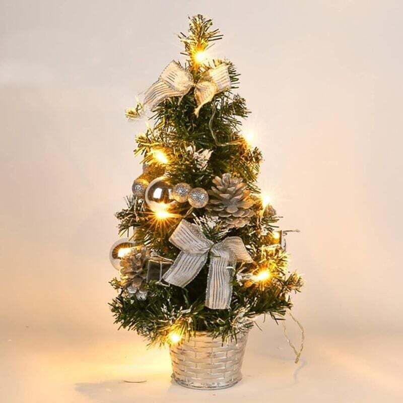 [neuwertig]mini-weihnachtsbaum, 40 Cm, Mit 30 Led-lichtern, Tischleuchte, Batteriebetrieben, Kleiner Led-weihnachtsbaum Für Zuhause, Büro, Weihnachtsfeierdekoration (silber)