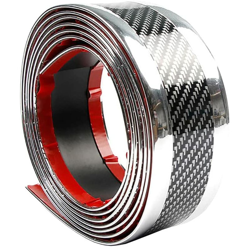 [neuwertig]einstiegsleistenaufkleber Aus Silberner Carbonfaser, 5 Cm X 3 M, Selbstklebend, Stoßstangenschutzleiste