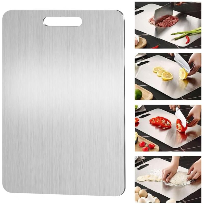 [neuwertig]schneidebrett Aus Titan, Yamato Titanium, Schneidebrett Aus Edelstahl Für Die Küche, Für Fleisch, Käse, Brot, Gemüse, Obst (39 X 28 Cm)
