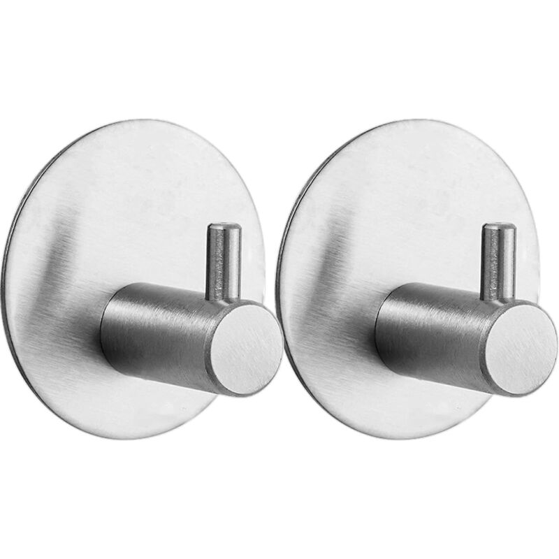 [neuwertig]2-teiliges Handtuchhaken-set Fürs Badezimmer, Selbstklebende Haken, Runde Haken Aus Edelstahl 304, Rostfrei, Wandmontage-klebehaken Mit 3m-klebepad (silber)