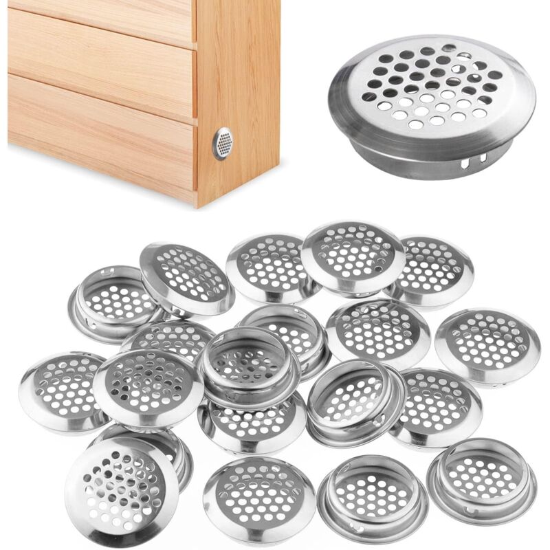 [neuwertig]20 Stück Edelstahl-lüftungsgitter, 35 Mm Runde Lamellenlüftungsgitter Für Atmungsaktive Schränke, Schuhschränke, Kleiderschränke (silber)