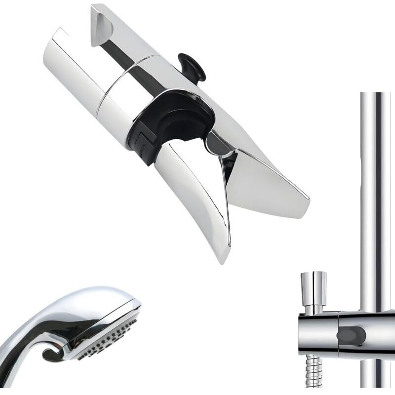 [neuwertig]brausehalter, Ohne Bohren, Für Duschstangen Mit 18-25 Mm Außendurchmesser, 360° Verstellbar, Silber