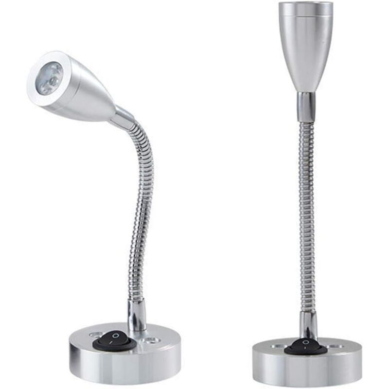 [neuwertig]2 Stück 12v Led-spot-wandleselampe Mit Verstellbarem Schalter, Geeignet Für Wohnmobile, Wohnwagen, Boote Und Reisemobile (silber, Lang)