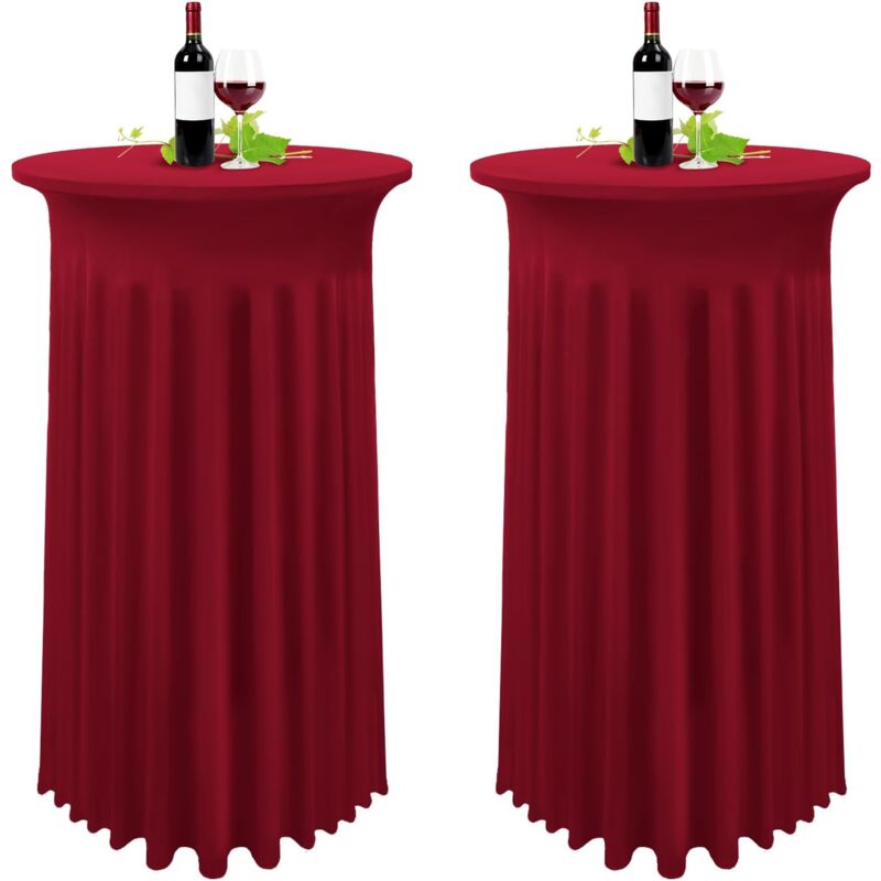 [neuwertig]set Aus 2 Burgunderroten Stehtischdecken, 80 X 110 Cm, Weinrote Tischdecke Mit Faltenrock