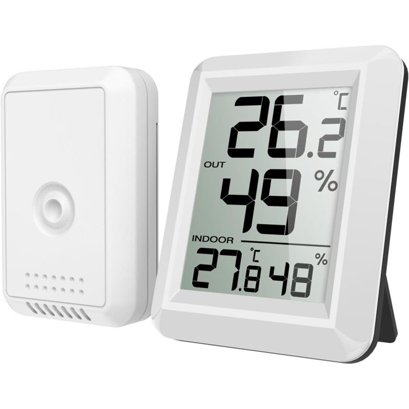 [neuwertig]innen- Und Außenthermometer, Intelligentes Thermometer Mit Drahtlosem Außensensor, Digitales Thermometer-hygrometer Mit Großem Lcd-display, ℃/℉-umschaltung, Für Büro, Zuhause, Schlafzimmer