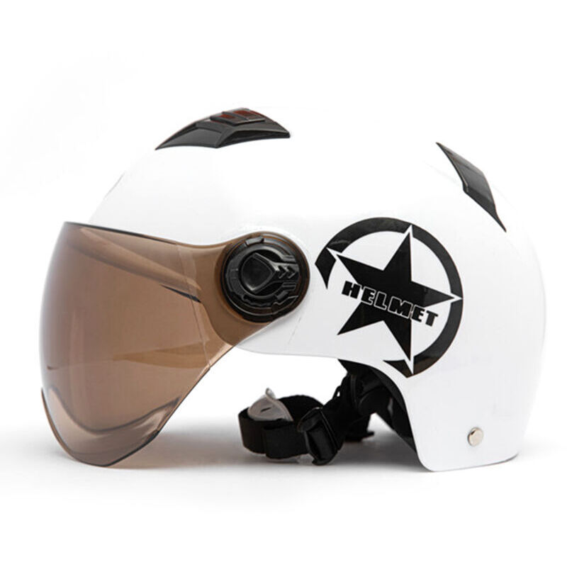 [neuwertig]halboffener Motorradhelm, Verstellbare Größe, Kopfschutz, Unisex, Weiß
