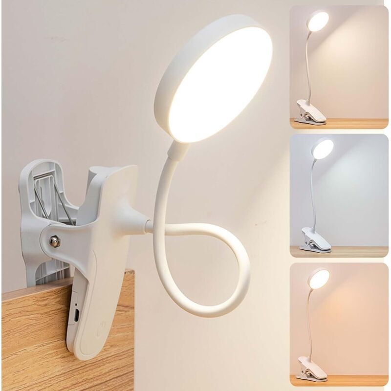 [neuwertig]usb-led-klemmleuchte, Touch-steuerung, 3 Beleuchtungsmodi, Einstellbare Helligkeit, Kann Als Schreibtischlampe, Leselampe Oder Nachttischlampe Verwendet Werden, Mit Augenschutzclip.