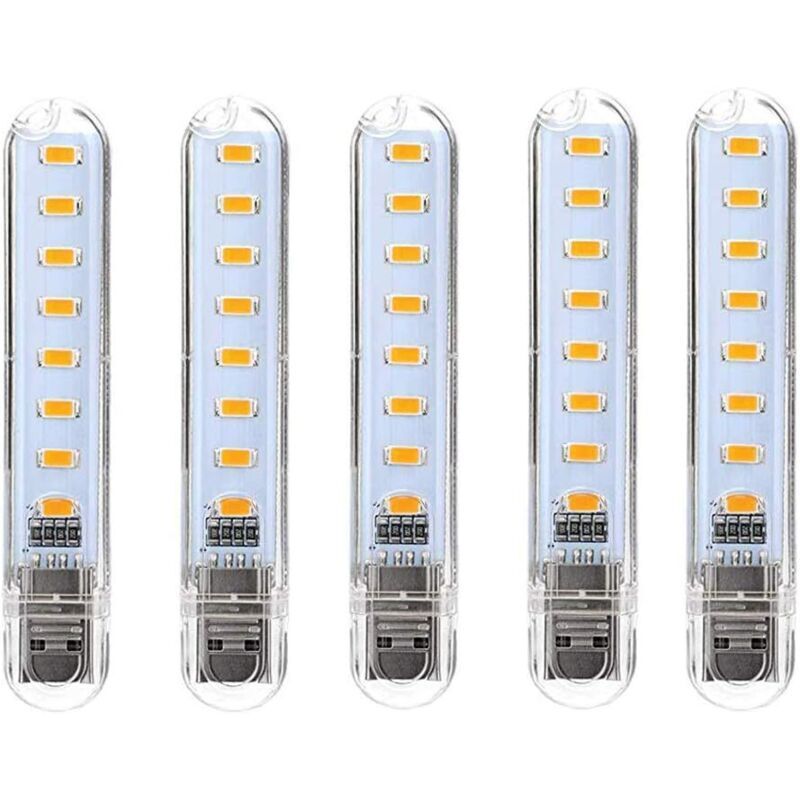 [neuwertig]usb-led-lampe, Mini-tragbare Usb-led-lampe, 5er-pack Computer-tastaturbeleuchtung, Für Pc, Laptop, Externe Batterie (kaltweiß) [energieklasse G]
