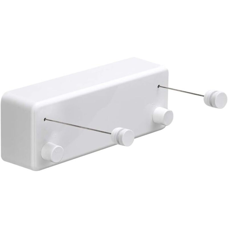 [neuwertig]ausziehbare Wäscheleine Aus Abs + Wäschetrockner Aus Aluminium Mit Doppelt Verstellbarem Edelstahlseil, Robustes Design Im Hotelstil, Wandmontage, 4,2 M, Weiß