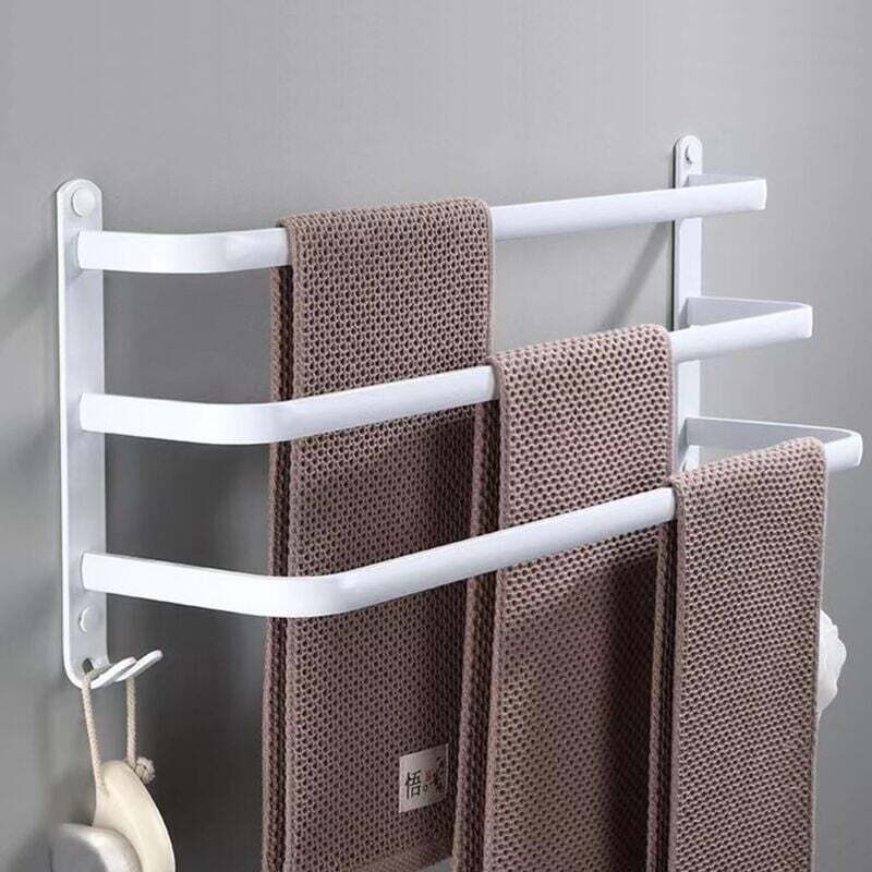 [neuwertig]wandmontierter Handtuchhalter Fürs Badezimmer, Kein Bohren Erforderlich, 60 Cm, Weiß