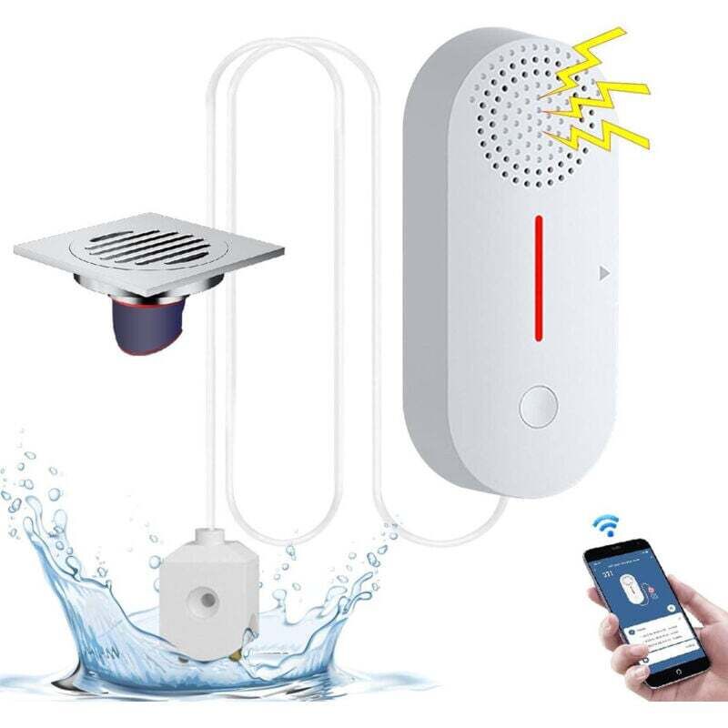 [neuwertig]wlan-wasserleckmelder Mit 100-db-alarm, Drahtlosem Sensor, Push-benachrichtigungen Für Smartphones, Tuya Smart Life App