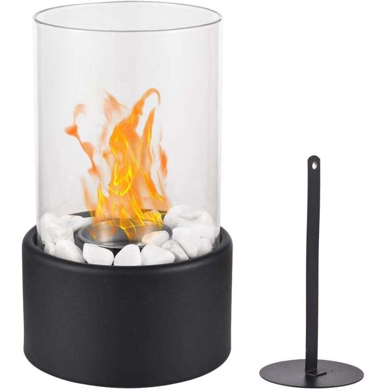 [neuwertig]tischfeuerstelle, Tischfeuerschale Mit Weißen Steinen, Tragbare Feuerstelle, Mini-feuerstelle Für Drinnen Und Draußen – Bioethanol-brennstoff, Dekoration, Geschenkidee
