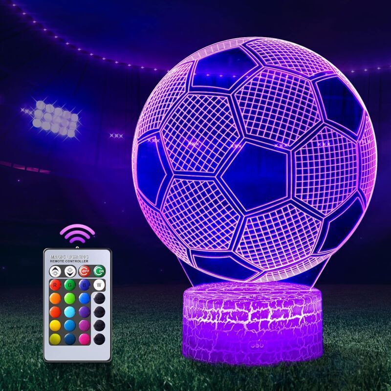 [neuwertig]3d-led-fußball-nachtlicht Mit Fernbedienung, 7 Wählbaren Farben, Touch-schalter, Dimmbarem Usb-nachtlicht, Geburtstagsgeschenk, Weihnachtsgeschenk Für Mädchen Und Männer