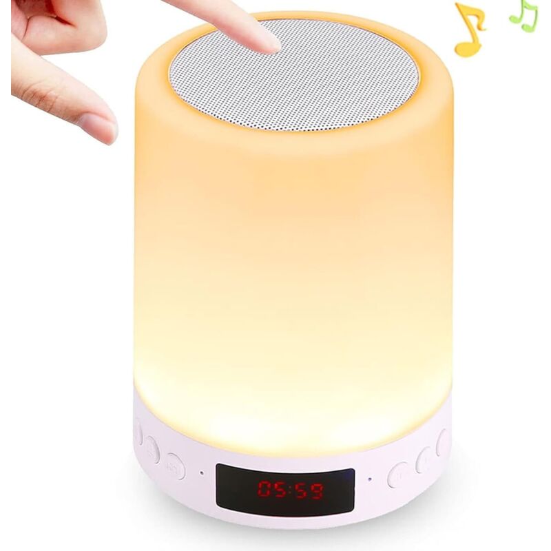 [neuwertig]bluetooth-lautsprecherlampe, Touch-nachttischlampe Mit Led-zeitanzeige, Bluetooth-audio Für Den Schreibtisch Mit 3 Helligkeitsstufen Und 7 Farbschaltern