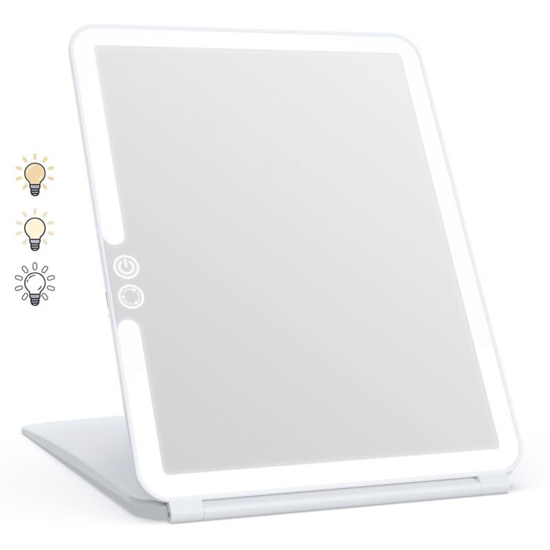 [neuwertig]kosmetikspiegel, Beleuchteter Kosmetikspiegel Mit 72 Leds, 2000 Mah Usb-aufladbarer Led-spiegel, Touchscreen-reisespiegel (weiß)