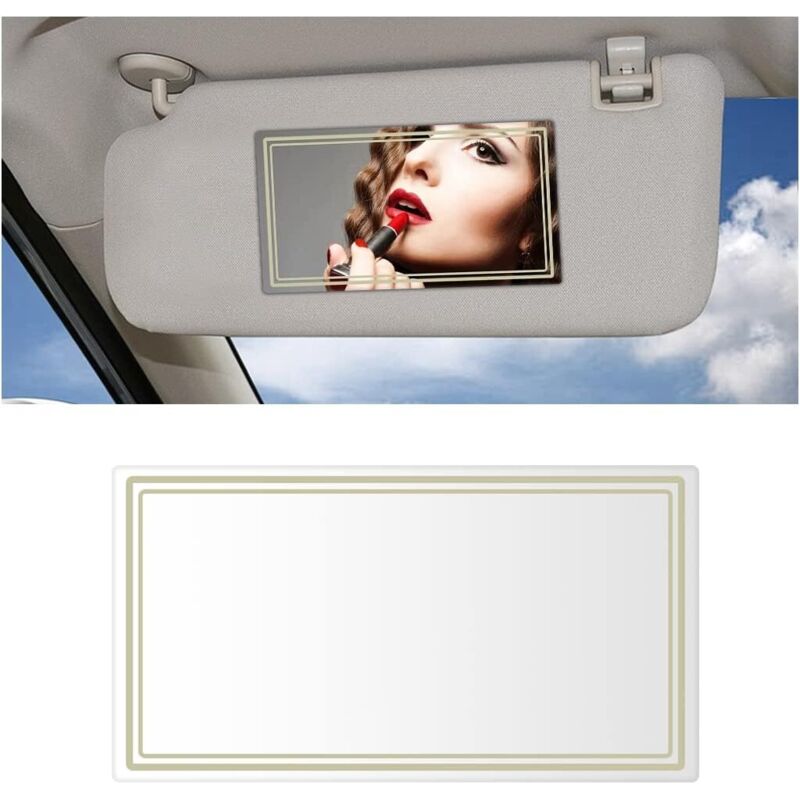 [neuwertig]dekorativer Edelstahl-sonnenschutzspiegel Für Schlafzimmer Und Badezimmer, Schminkspiegel, Auto-schminkspiegel, Dekorativer Kosmetikspiegel (rechteckig)