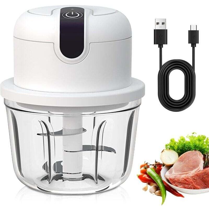 [neuwertig]mini-elektro-zerkleinerer, 300 Ml Elektrischer Knoblauchzerkleinerer, Usb-aufladbarer Elektro-zerkleinerer, Glasmaterial, Kabelloser Elektrischer Gemüseschneider Für Knoblauch, Fleisch, Gem